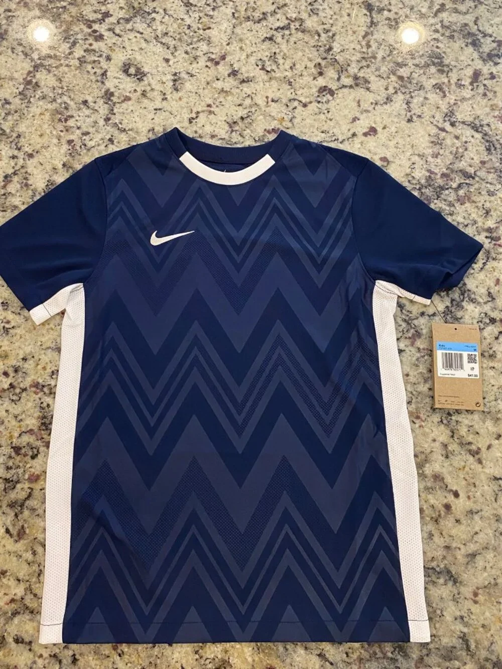 NIKE Kids Boys Challenge V Soccer Jersey - NWT - Medium M Navy Blue White Shirt
